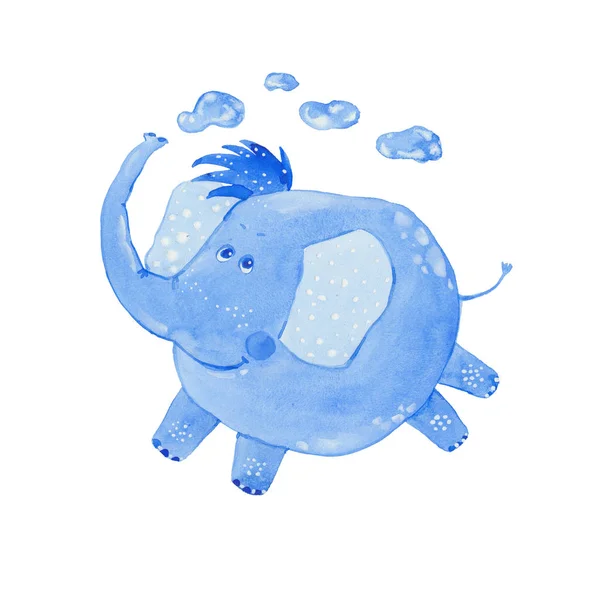 blue watercolor elephant