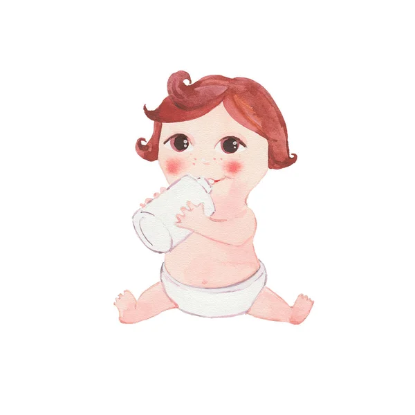 Baby drinks milk — Stock Photo, Image