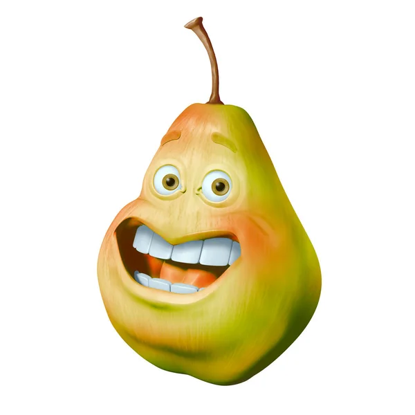 Funny cartoon pear 3d illustration — Stock Photo, Image