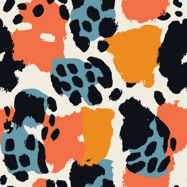 Soyut Leopar Baskısı, Kusursuz Desensiz Desenli Modern Fırça Vuruşları