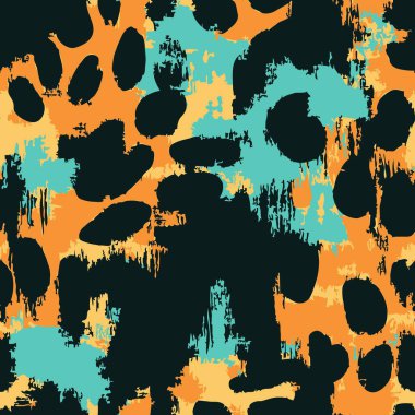 Soyut Leopar Baskısı, Kusursuz Desensiz Desenli Modern Fırça Vuruşları