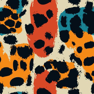 Soyut Leopar Baskısı, Kusursuz Desensiz Desenli Modern Fırça Vuruşları