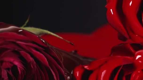 Červená Barva Rtěnky Tekuté Texturu Olejové Barvy Pro Malování Míchání — Stock video