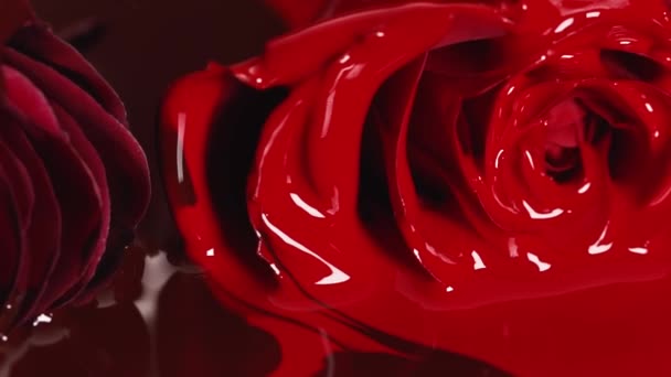 Rote Farbe Lippenstift Flüssige Textur Ölfarbe Zum Malen Mischen Von — Stockvideo