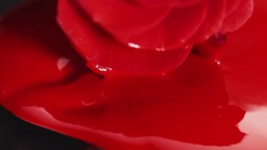 Kırmızı boya ruj sıvı doku, yağlı boya resim, renk tonlarının, sanat karıştırma için yüz gül çiçek çiçek için kozmetik makyaj.