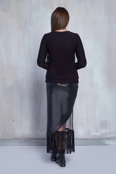 Sexy moda piękne kobieta odzież łącznych czarny dorywczo trend — Zdjęcie stockowe