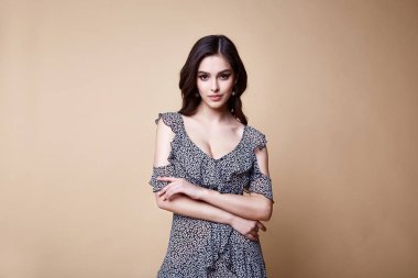 Güzel seksi kadın mükemmel yüz kozmetik cilt bakımı Portresi