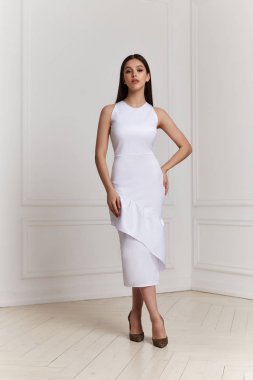 Güzel seksi kadın makyaj moda yaz koleksiyonu bez giymek