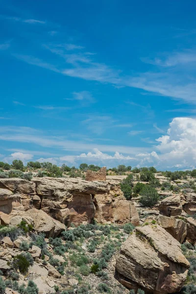 沙漠景观与废墟在 Hovenweep 国家纪念碑 — 图库照片