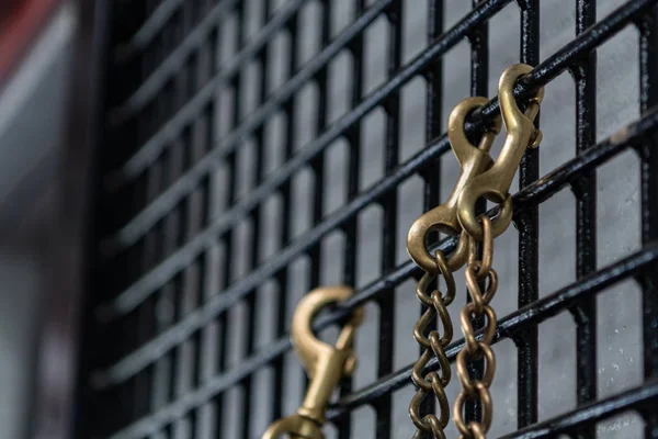 Feed Bag Clips Metal Screen Wall Close — Stock Photo, Image