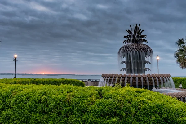 Soleil Lève Matin Nuageux Charleston Harbor — Photo