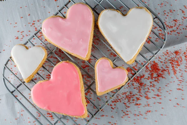 Heart Cookies Sugar Sprinkles Wax Paper — Stock Photo, Image