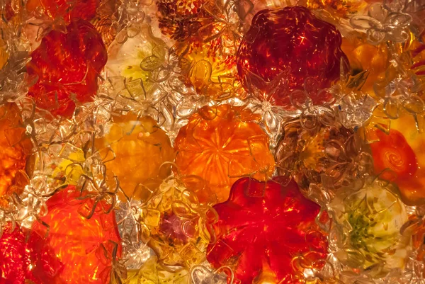 Een Achtergrondafbeelding Van Rood Oranje Duidelijke Geblazen Glas — Stockfoto