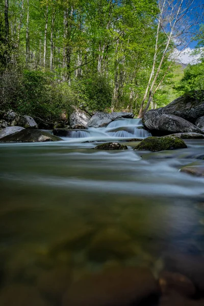Küçük Smokies Nehirde Cascade Uzun Pozlama — Stok fotoğraf