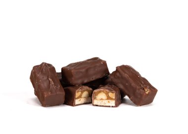 Isırık orta yığın şekerleme beyaz arka plan üzerinde boy