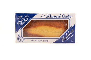 10 Nisan 2018: Sade kek kutusunda beyaz arka plan kavramsal içerik