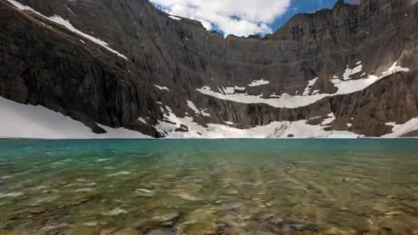 Geleira Iceberg Lake Low Com Luz Mudando Cor Lago — Vídeo de Stock