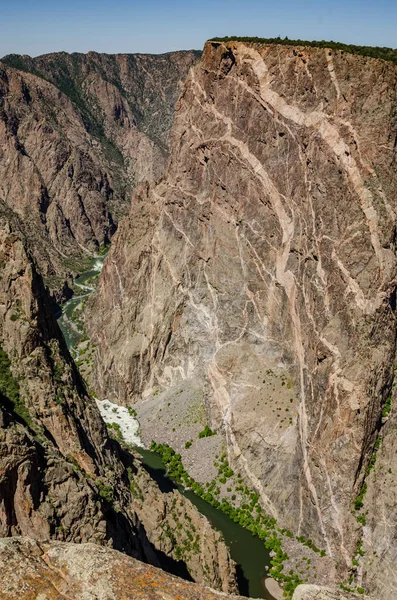 Pedra Com Nervuras Parede Cânion Desfiladeiro Negro Parque Nacional Gunnison — Fotografia de Stock