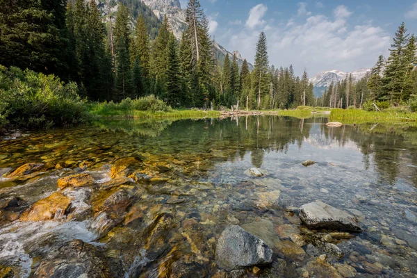 Smooth River Flows Cascade Canyon Wyoming Wilderness — Stock Photo, Image