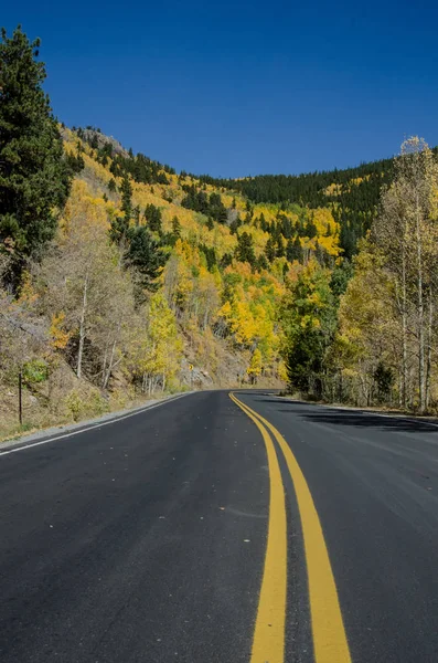 Eine Straßenansicht Einer Kurvenreichen Straße Colorado Herbst — Stockfoto