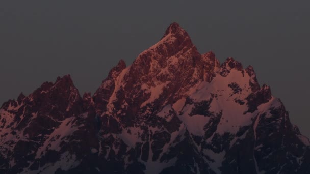 Luces Del Amanecer Temprano Mañana Gran Cordillera Teton — Vídeo de stock