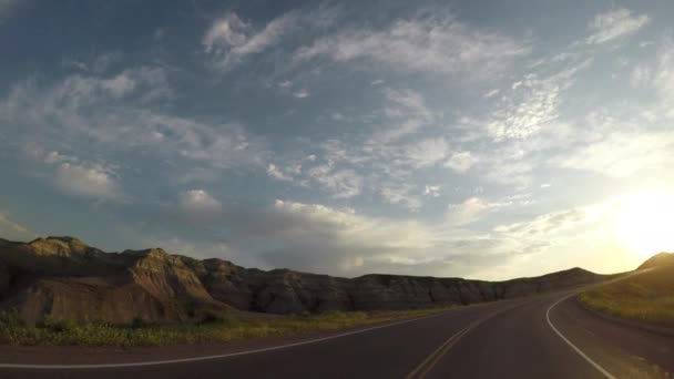 Going Sharp Curve Badlands — Stock Video