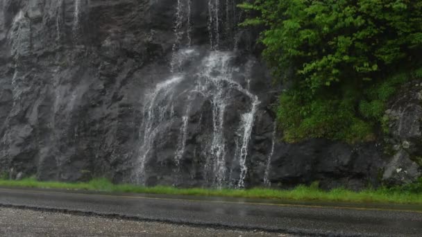 Chuva Corre Para Baixo Penhasco Blue Ridge Parkway — Vídeo de Stock