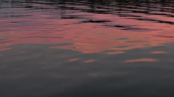 Pôr Sol Reflete Superfície Água Movimento — Vídeo de Stock