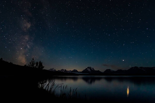 Milky Way and Stars over Teton Range in Wyoming