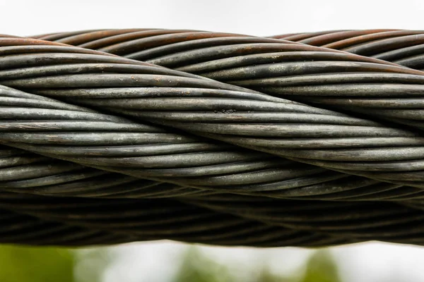 Thick Braided Wire Cable Suspension Bridge — Stock Photo, Image