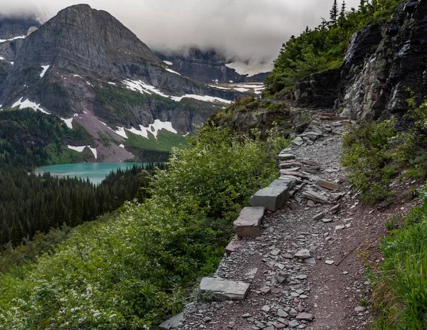 Narrow Trail Shelf Grinnell Glacier — Stock Photo, Image