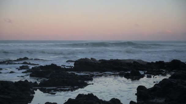 Waves Crash Thors Well Ocean Coast Low Angle — Stock Video