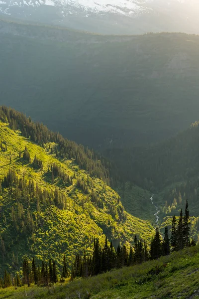 Fiume intagli attraverso lussureggiante verde valle — Foto Stock