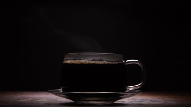 Light Steam Rises Highlighted Coffee Cup — Stock Video