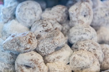 Pudra Şekeri Kapakları Taze Mini Donuts