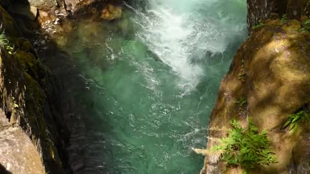 Clear Aqua Water Flowing Rocks Washington Wilderness — Stock Video