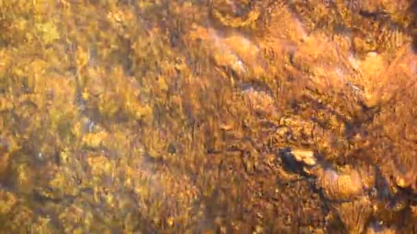 Close Van Thermaal Water Stroomt Kleurrijke Stenen — Stockvideo