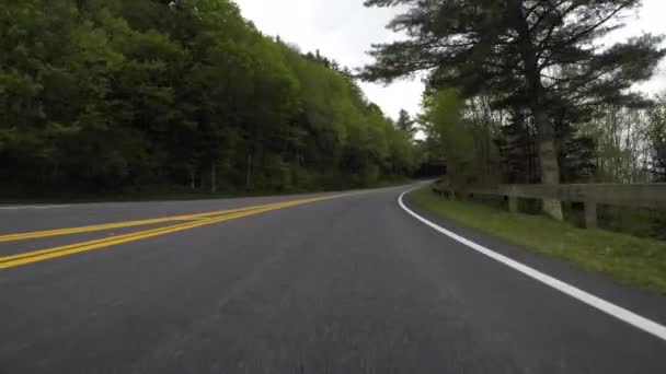 Condução Longo Trilhos Madeira Nas Montanhas — Vídeo de Stock