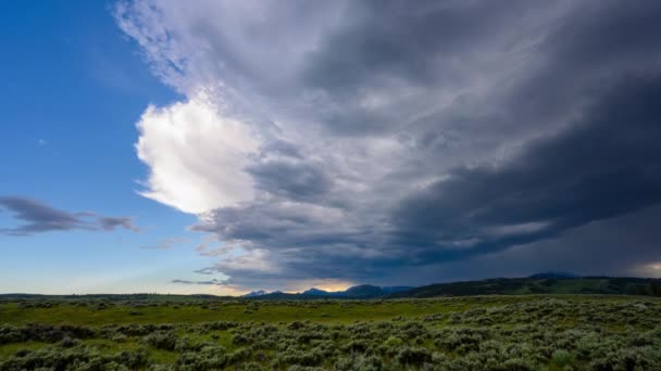 Tormenta Noche Yellowstone Mueve Sobre Hillside — Vídeo de stock