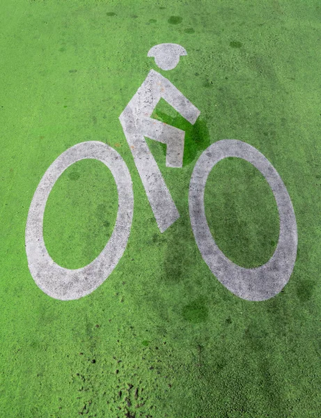 Low Angle Bike Lane Sign Dirty Road — Stock Photo, Image