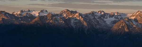 Panorama Nevado Del Huracán Ridge Amanecer — Foto de Stock