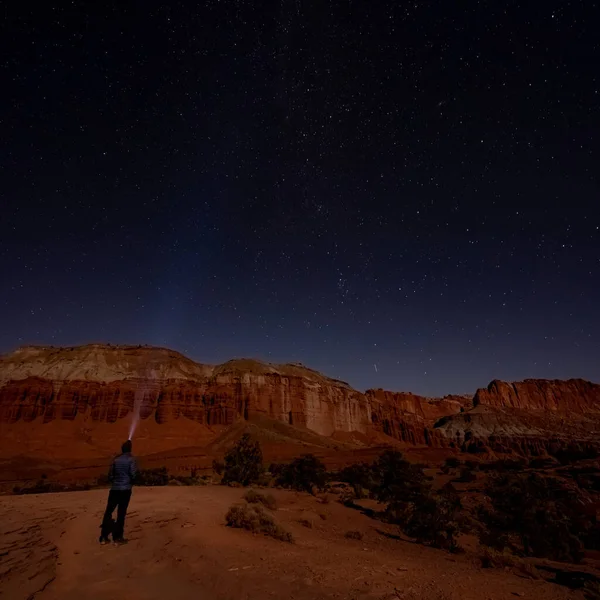 Sterne Capitol Reef Klarer Nacht — Stockfoto