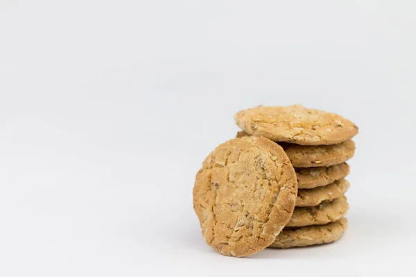 Cereal Cookies Superimposed Top Each Other One Piece Leaning Side — Stock Photo, Image