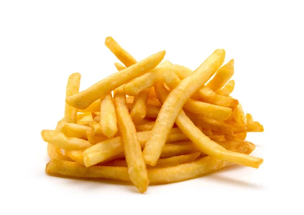 Ein Haufen Appetitanregender Pommes Frites Auf Weißem Hintergrund — Stockfoto