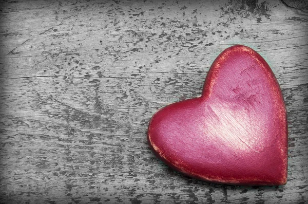 Růžové Srdce Dřevěném Pozadí — Stock fotografie