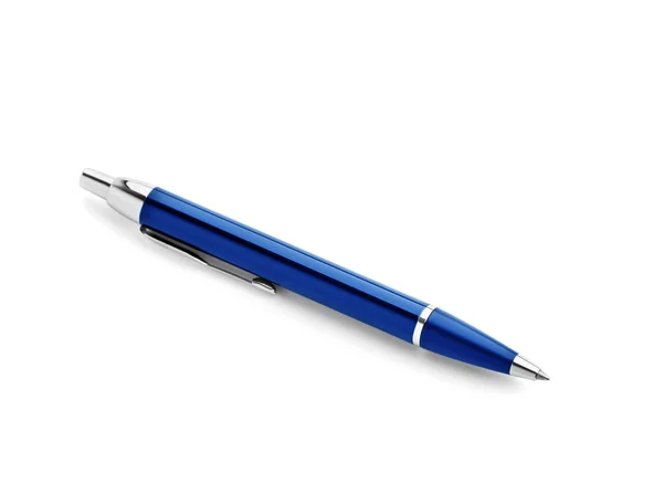 Penna Blu Isolata Sfondo Bianco — Foto Stock