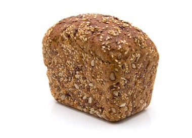 Çavdar ekmek ile beyaz izole arka planda linseeds