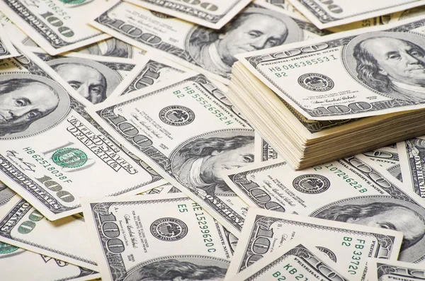Stack One Hundred Dollar Bills Close — Stock Photo, Image