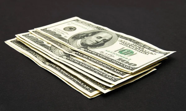 Банкноти Доларів Ізольовані Чорному Тлі — стокове фото