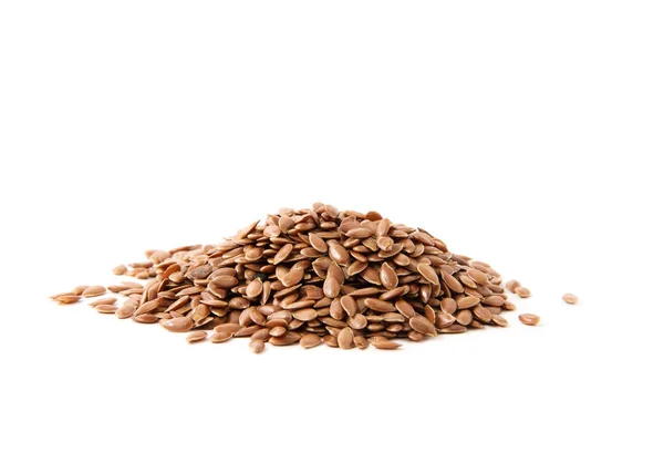 Flax Seeds Heap Isolated White — Stock Photo, Image